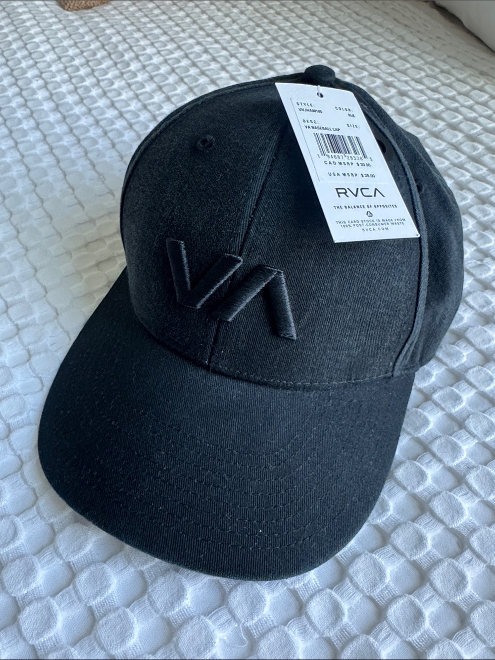 RVCA Black Raised Logo Hat